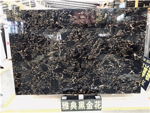Vendome Noir Marble,China Portoro Gold Marble Slab