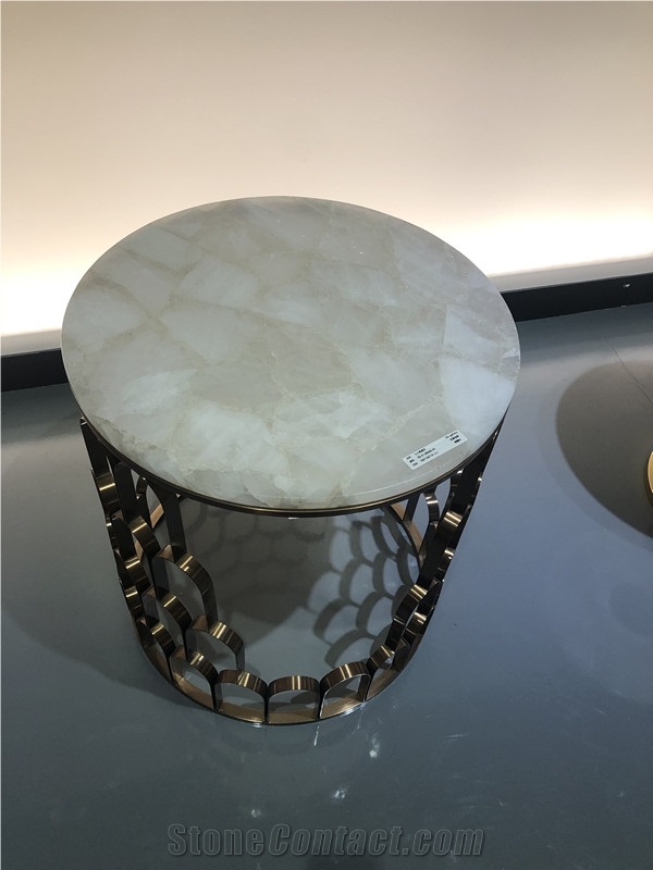 White Semiprecious Stone for Coffee Table Tops