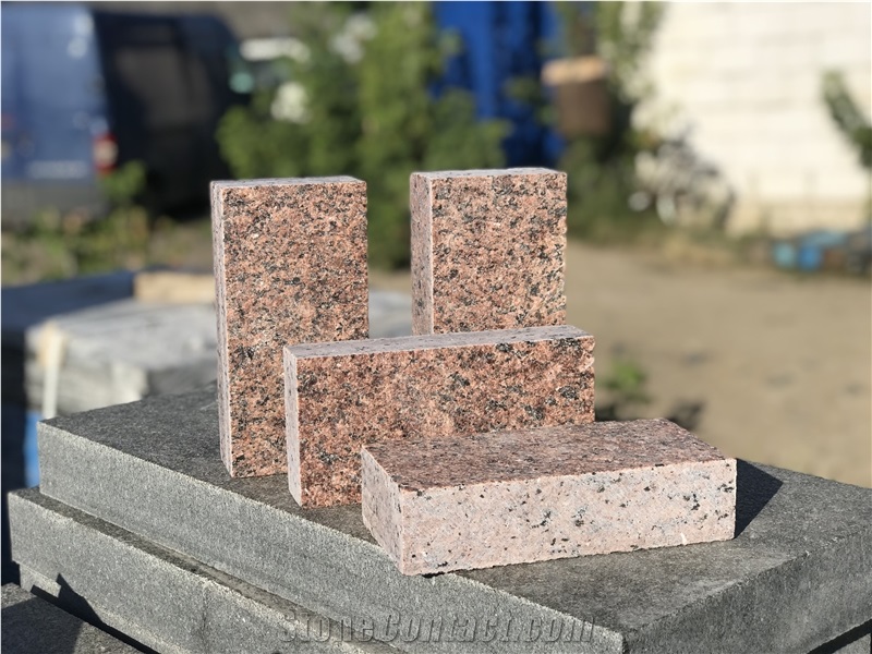 Pavement Tile, Road Surface Tiles, Leznykivskoe Red Granite Stone Paving