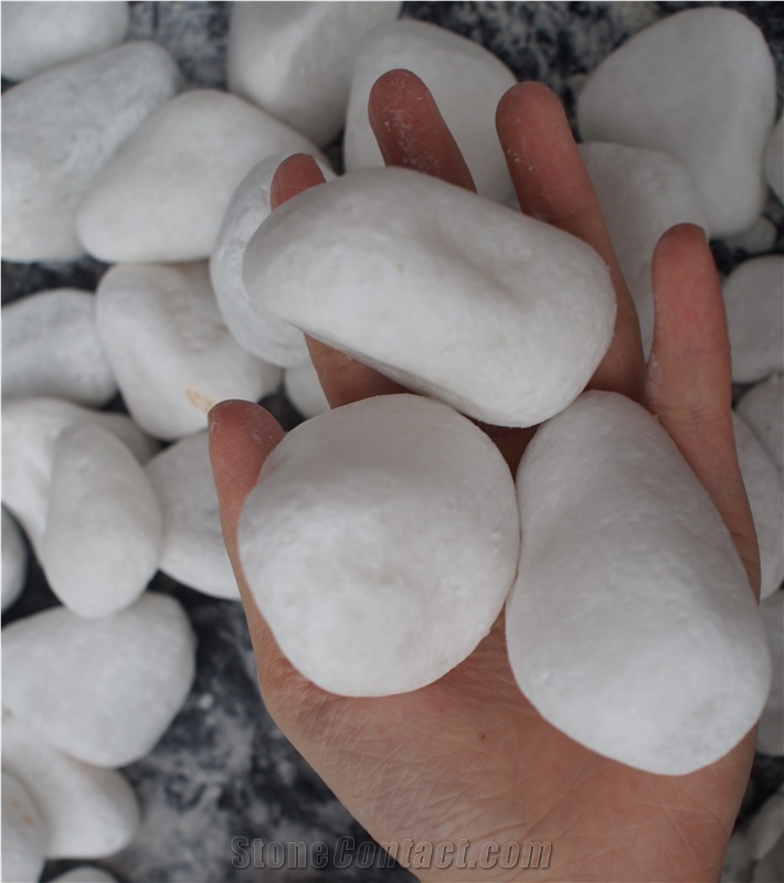 Size 80mm Smooth Snow White Pebble Stone
