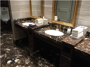 Emperador Dark Marble Trump Hotel - Washington Dc Bathroom Design