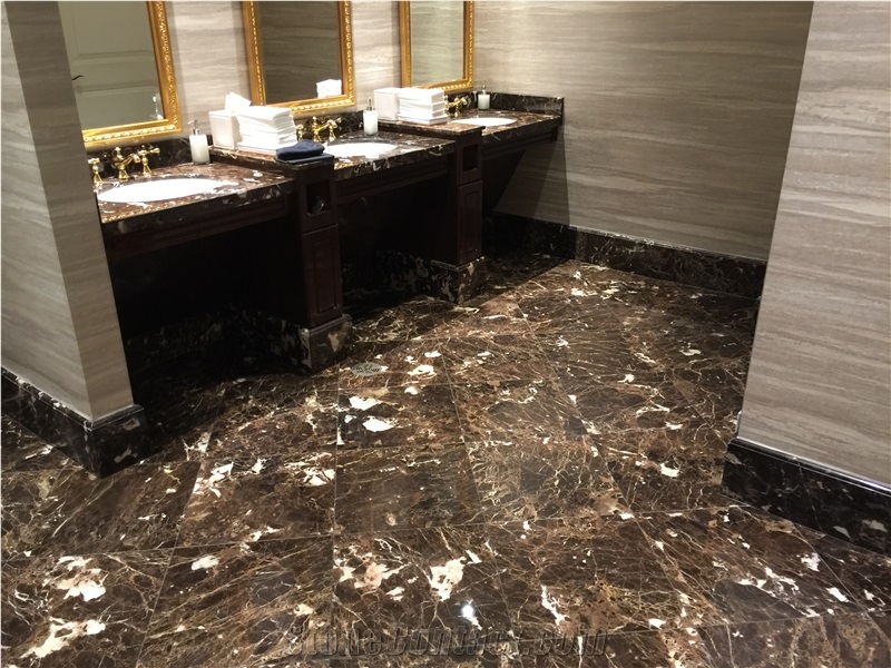 Emperador Dark Marble Trump Hotel - Washington Dc Bathroom Design