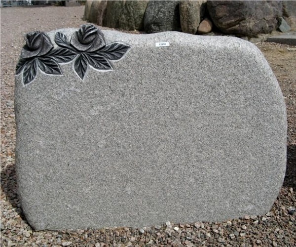 Karin Grey Granite Rose Engraved Headstone