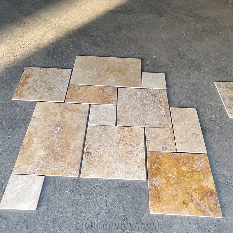 Beige Travertine Versailles Tiles For Swimming Pool Coping