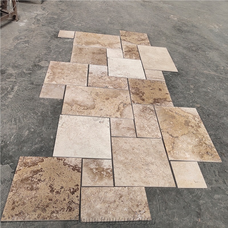 Beige Travertine Versailles Tiles For Swimming Pool Coping
