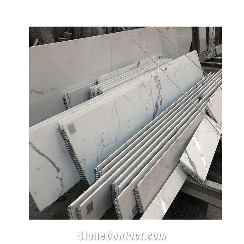 Calacatta White Marbla Composite With Aluminium Honeycomb Backed Panels