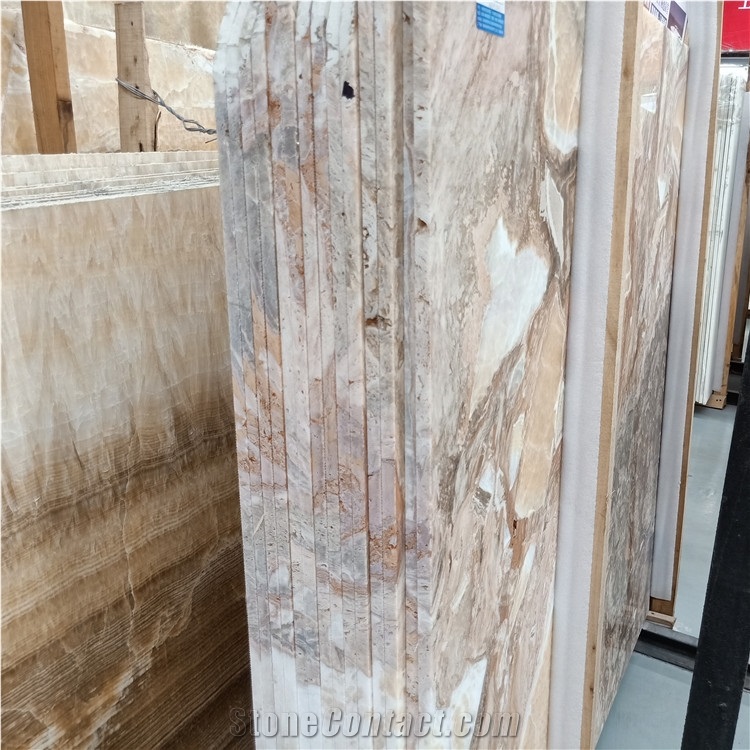 Natural Classical Onyx Pink Slab For Wall Cladding