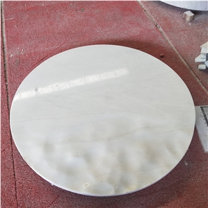 Cnc Carving Round Table White Marble Indoor Hotel