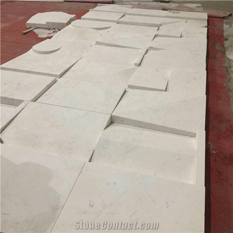 Cnc Engraved 3D White Marble Stone Wall Tiles