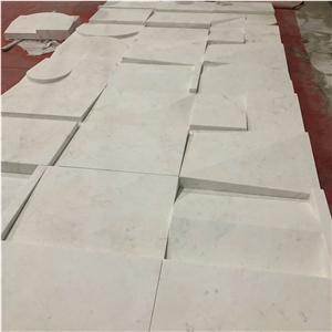 Cnc Engraved 3D White Marble Stone Wall Tiles