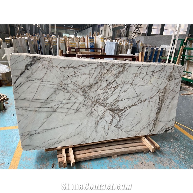 Polished 18Mm Lilac White Marble Slab Hotel Indoor Project