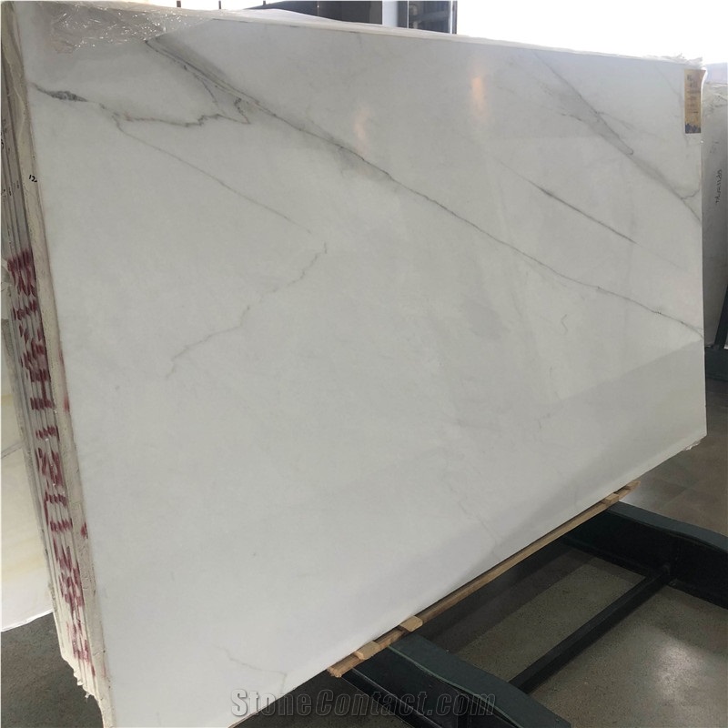 Polished Lincoln White Marble Slab Indoor Floor Wall Design