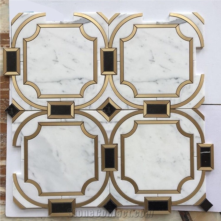 New Design Water Jet Marble Mosice Pattern Tile