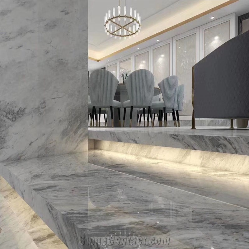Orlando Grey Fantasy Silver Marble Slabs For Interior Design
