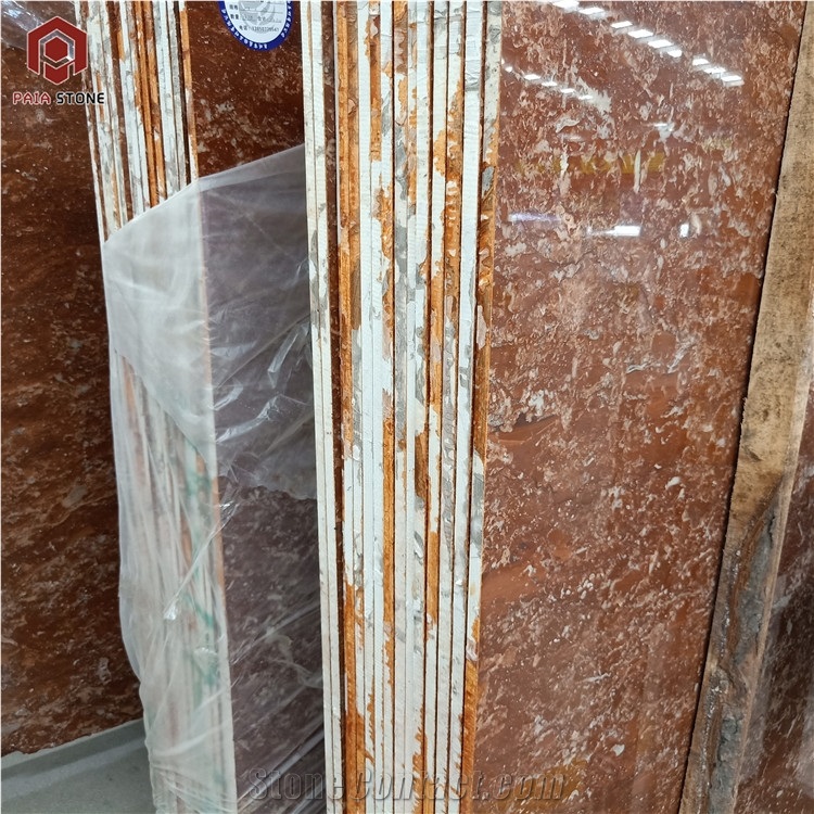 Red Rose Marble Slab Tile For Home Wall Decoration