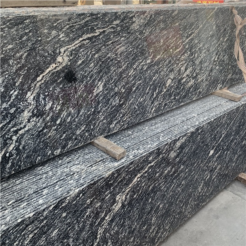 Sky Black Granite Slab for Kitchen Island Design