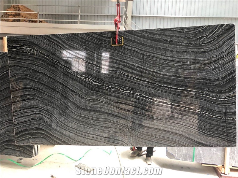 Zebra Black Ancient Wood Marble Black Slab Tile