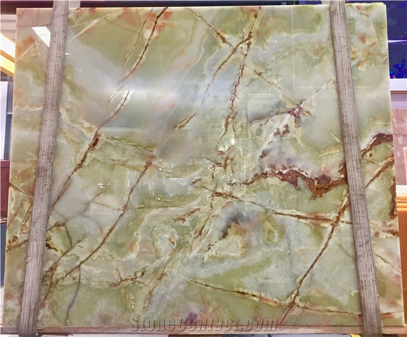 Natural Antique Green Onyx Slab for Background