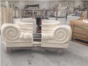 White Pearl Marble Column Cladding And Capitals