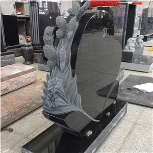 Indian Black Granite Carved Butterfly Monuments