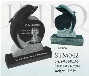 Dolphin Design Tombstone Child Monument Children