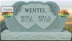 Double Heart Monument Headstone Tombstone Granite