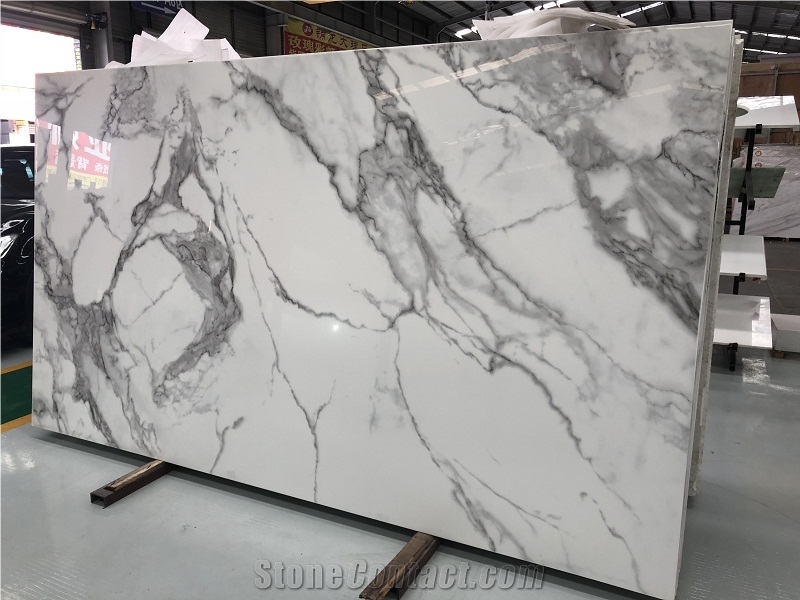 Calatata White Nano Crystallized Stone Slabs Tiles
