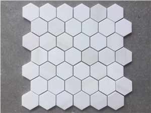 White Grey Hexagon Marble Mosaic Tiles