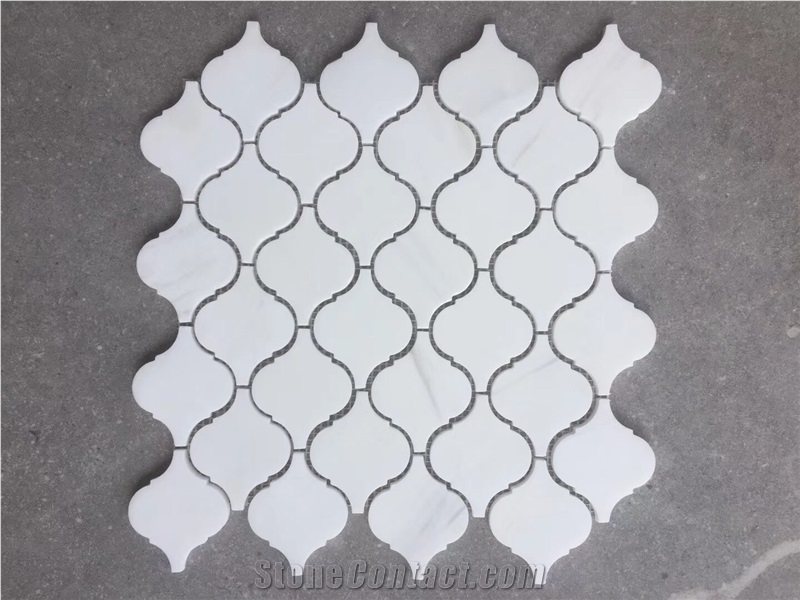 White Grey Hexagon Marble Mosaic Tiles