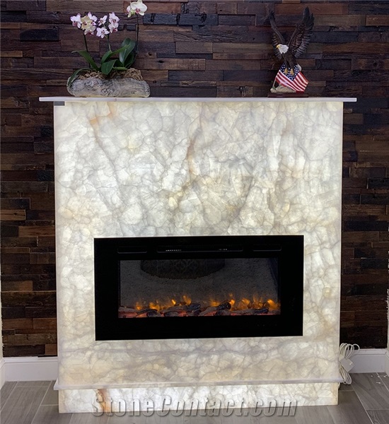 White Onyx Curved Fireplace from China