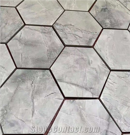 Brazil Calacatta Grey Marble Hexagon Wall Tiles