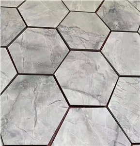 Brazil Calacatta Grey Marble Hexagon Wall Tiles