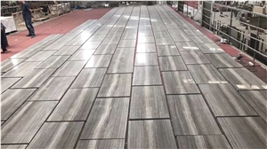 China Grey Wood Grain Marble Polished Floor Tiles