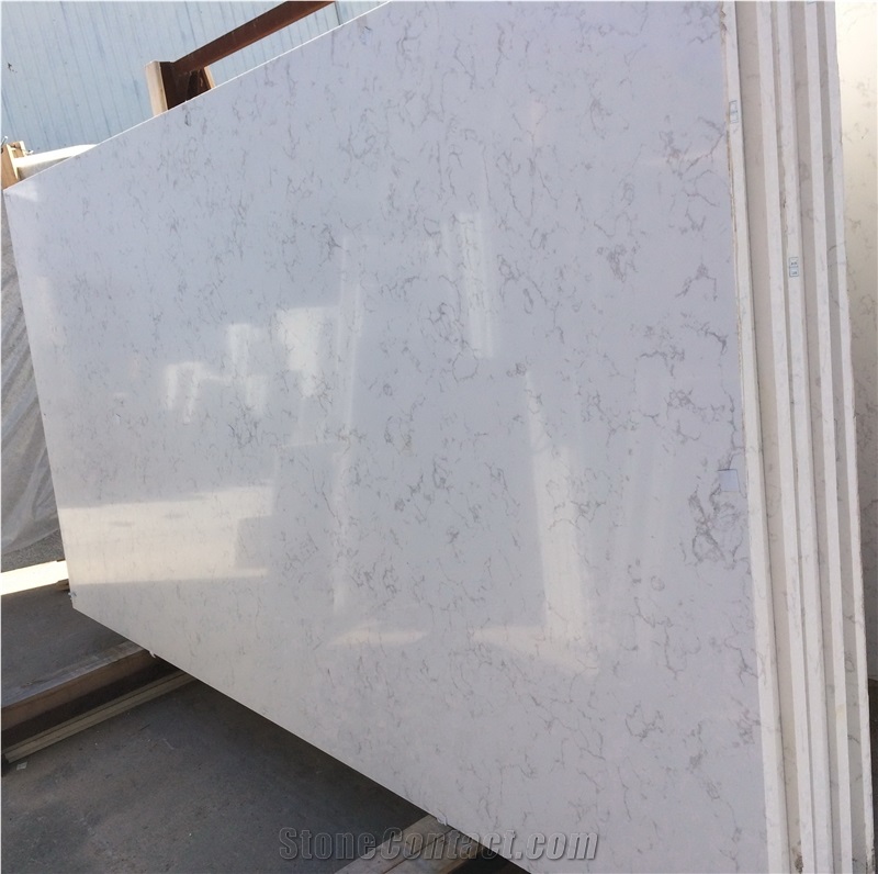 Bianco Carrara White Quartz Stone Slabs