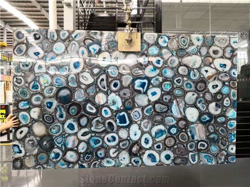Blue Agate Semiprecious Gemstone Slab Tile New