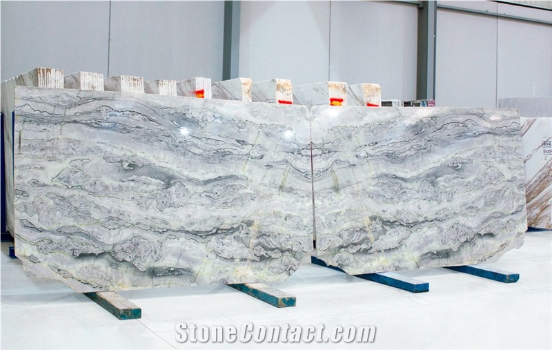 Green Lady Marble Slabs, 2 Cm, Bookmatched