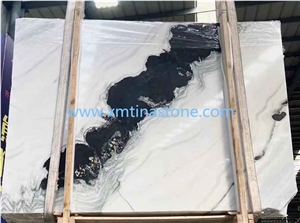 Panda White Marble Slab Black & White Floor Tile