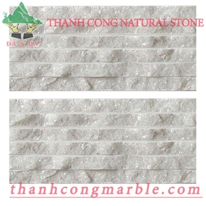 Vietnam Crystal White Stone Chiseled Wall Cladding Tile