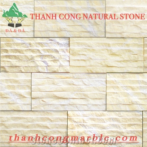 Yellow Gold Marble Chiseled Wall Cladding Tiles 