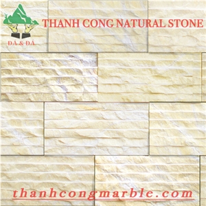 Yellow Gold Marble Chiseled Wall Cladding Tiles 