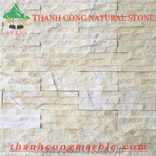 Yellow Gold Marble Chiseled Wall Cladding Tiles 