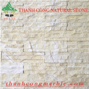 Yellow Gold Marble Chiseled Wall Cladding Tiles 