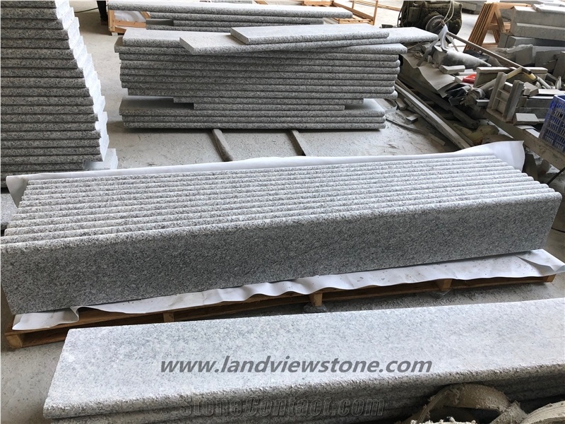 Grey White Natural Stone Stair Treads Steps Flamed