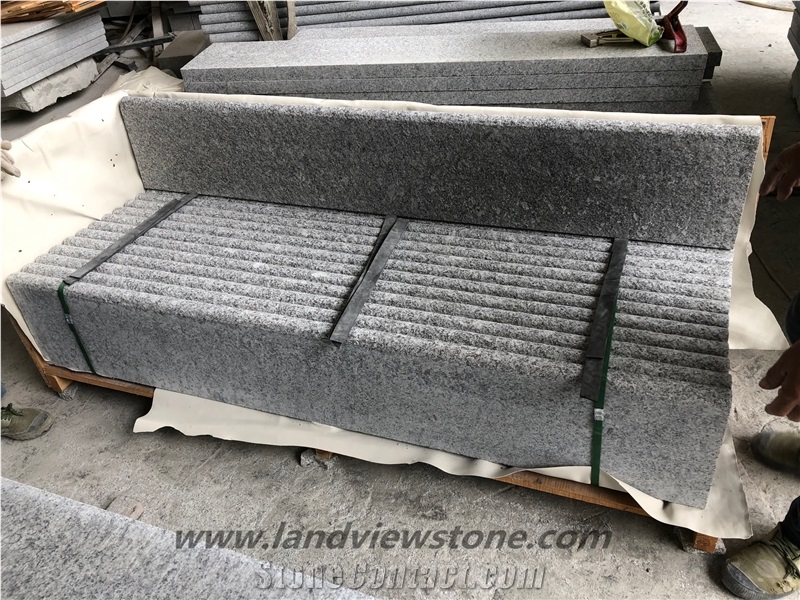 Grey White Natural Stone Stair Treads Steps Flamed