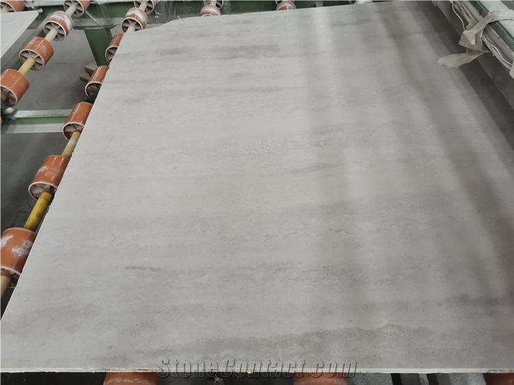 Chinese Silver Grey Travertine Polish Slabs&Tiles
