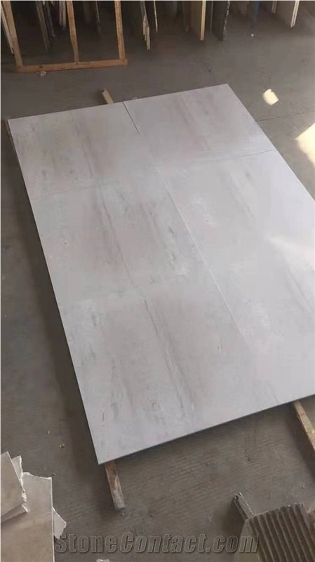 Chinese Silver Grey Travertine Polish Slabs&Tiles