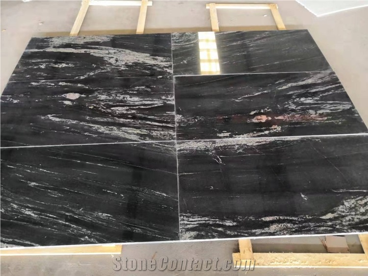 Nero Fantasy Black Cosmic Granite Slab, Floor Tile