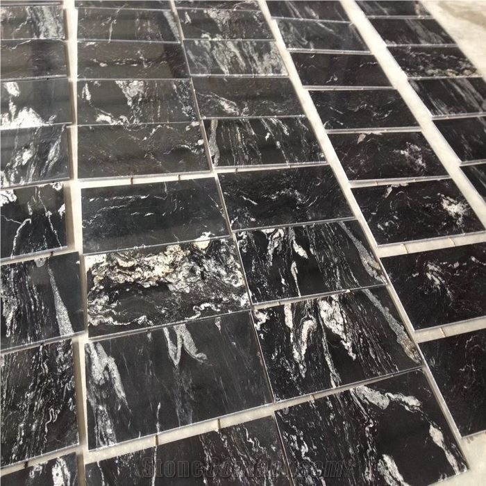 Nero Fantasy Black Cosmic Granite Slab, Floor Tile