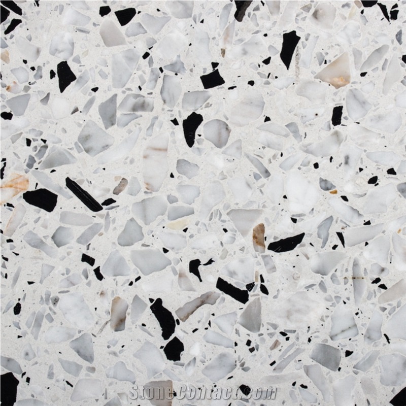 Quartz Chips White Terrazzo Tile Floor Cover Pattern