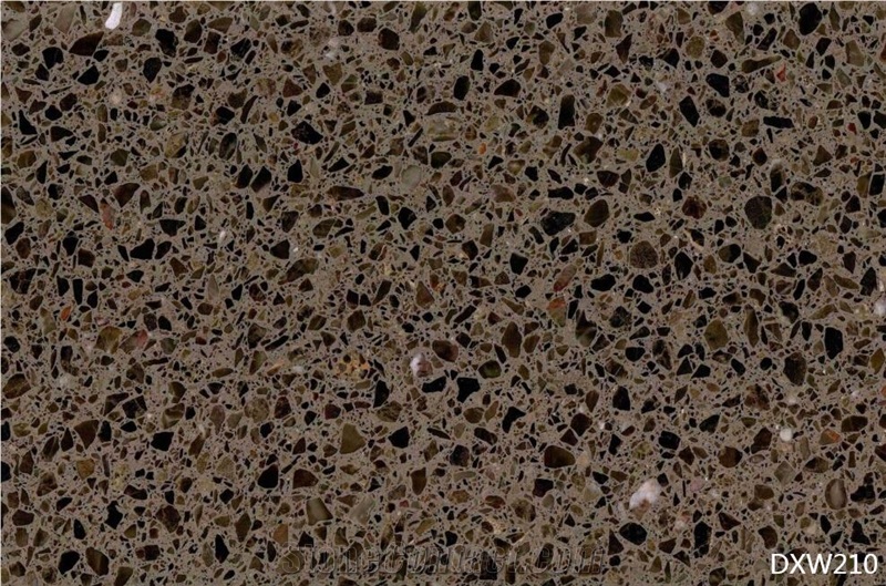 Solid Surface Brown Quartz Chips Terrazzo Tile